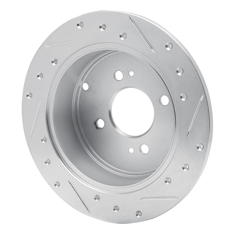 Dodge Attitude Brake Rotor (1) - Rear Left - R1 Concepts - Drilled & Slotted - Silver - `06-`12